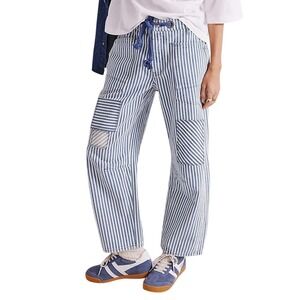 Free People Blue and White Striped Women Jeans